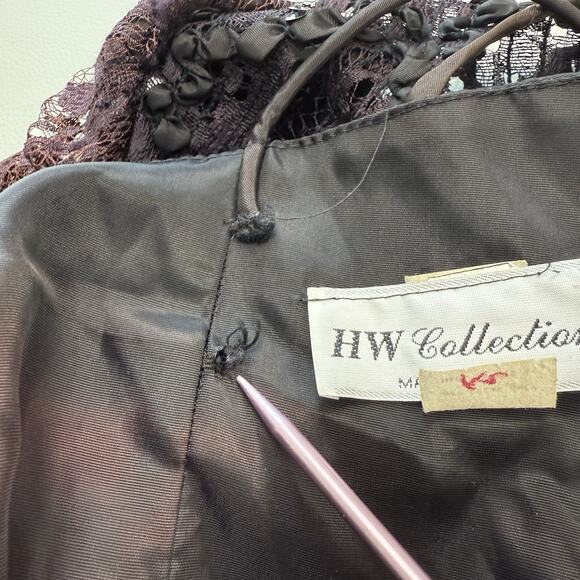 Vintage Lace Dress Size 9/10 Whimsigoth Regency Dark Romantic Moody Prom Formal - Picture 10 of 14